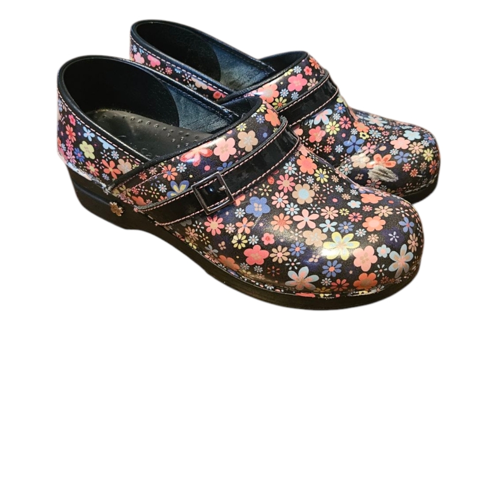 Koi by Sanita Clogs Flower Koi Pond Printed Leather Women's  Size 38
